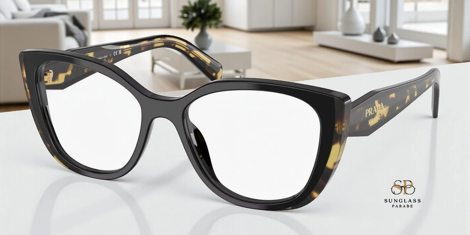 PRADA PR B04V 3891O1 Black Medium Tortoise Demo Lens 53 mm Women